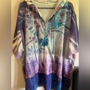 Fashion Bug size 4 short sleeved purple print zip up hoodie